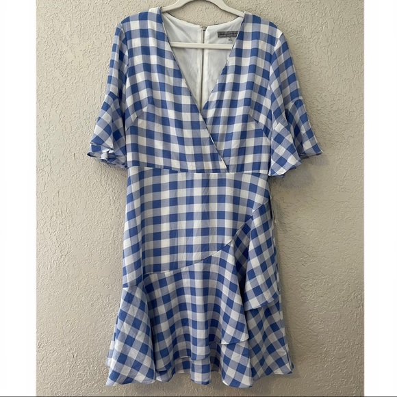 Danny & Nicole Dresses & Skirts - Danny and Nicole women’s blue gingham print flounce sleeve A-line dress, 12